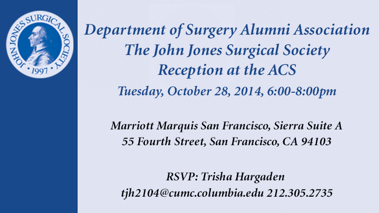 Banner: The John Jones Surgical Society 2014 Reception at the 100th Annual Clinical Congress of the American College of Surgeons